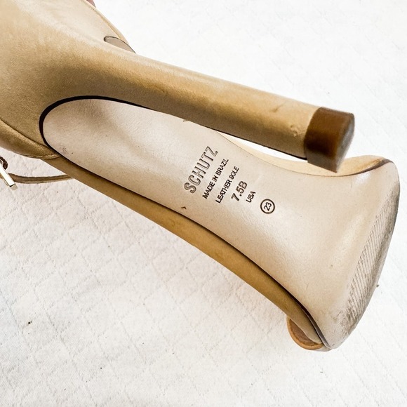 Schutz Modern Nude Ankle Strap Stiletto Heel Open Toe Sandal Size 7.5 - Picture 3 of 6
